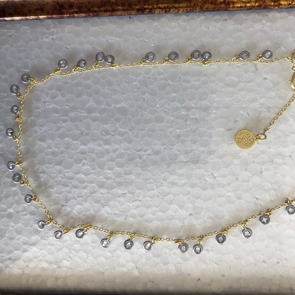 FREIDA ROTHMAN SIGNATURE BEZEL DROP NECKLACE, NEW WITH TAGS, GOLD AND SILVER - Picture 7 of 11
